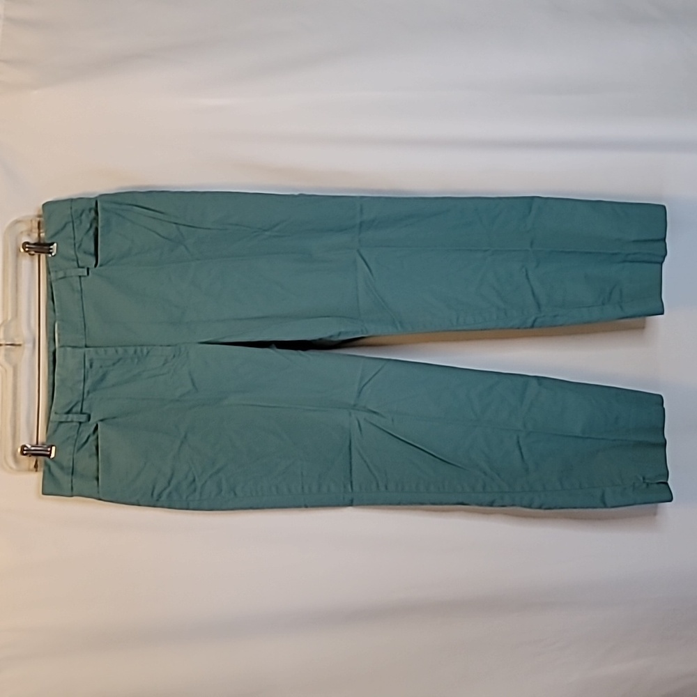 Talbots trousers cropped curvy aquamarine size 12 cotton spandex office casual
